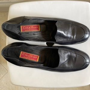 Cole Haan Black Loafer style shoe with 2” Wedge Heel Size 10